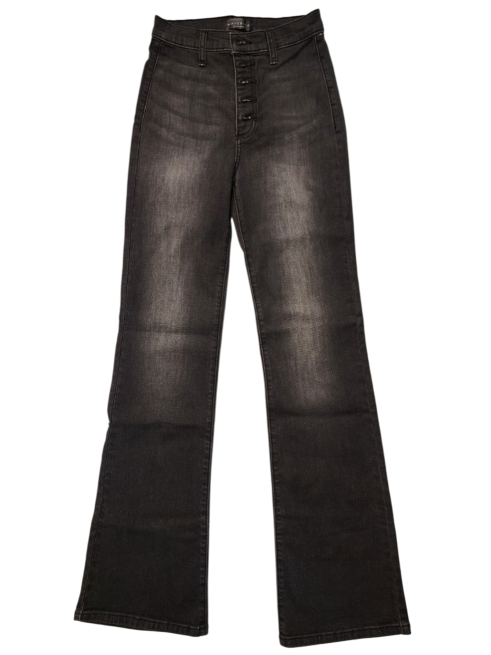 Maverick The Collection Black Flare Jeans Button Fly High Rise Stretch Size 1/25